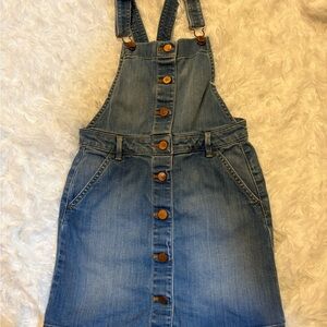 Crewcuts Girls Blue Denim Button-Front Overall Dress